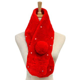 Pearl Embellished Faux Fur Pom Pom Pull Through Scarf - Madeline Love - Flyclothing LLC