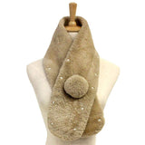 Pearl Embellished Faux Fur Pom Pom Pull Through Scarf - Madeline Love - Flyclothing LLC