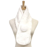 Pearl Embellished Faux Fur Pom Pom Pull Through Scarf - Madeline Love - Flyclothing LLC