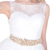 Pearl Rhinestone Bridal Wedding Sash Ribbon Belt Hair Tie - Madeline Love - Flyclothing LLC