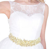 Pearl Rhinestone Bridal Wedding Sash Ribbon Belt Hair Tie - Madeline Love - Flyclothing LLC