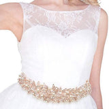 Pearl Rhinestone Bridal Wedding Sash Ribbon Belt Hair Tie - Madeline Love - Flyclothing LLC