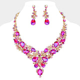 Pearl Round Teardrop Stone Accented Evening Necklace - Madeline Love - Flyclothing LLC