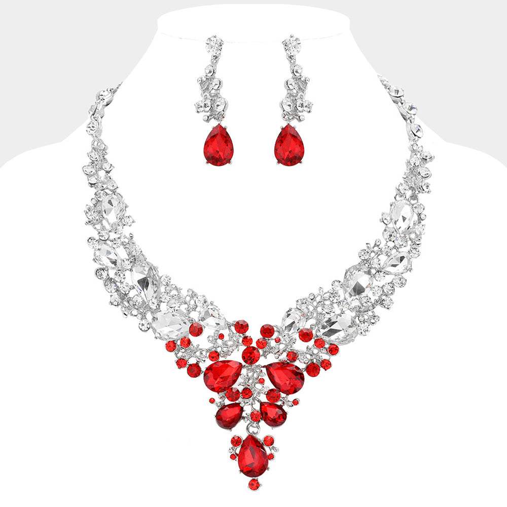 Pearl Round Teardrop Stone Accented Evening Necklace - Madeline Love - Flyclothing LLC