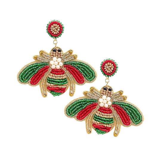 Pearl Seed Bead Honey Bee Earrings - Madeline Love - Flyclothing LLC