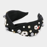 Pearl Stone Soccer Shoe Embellished Twisted Headband - Madeline Love - Flyclothing LLC
