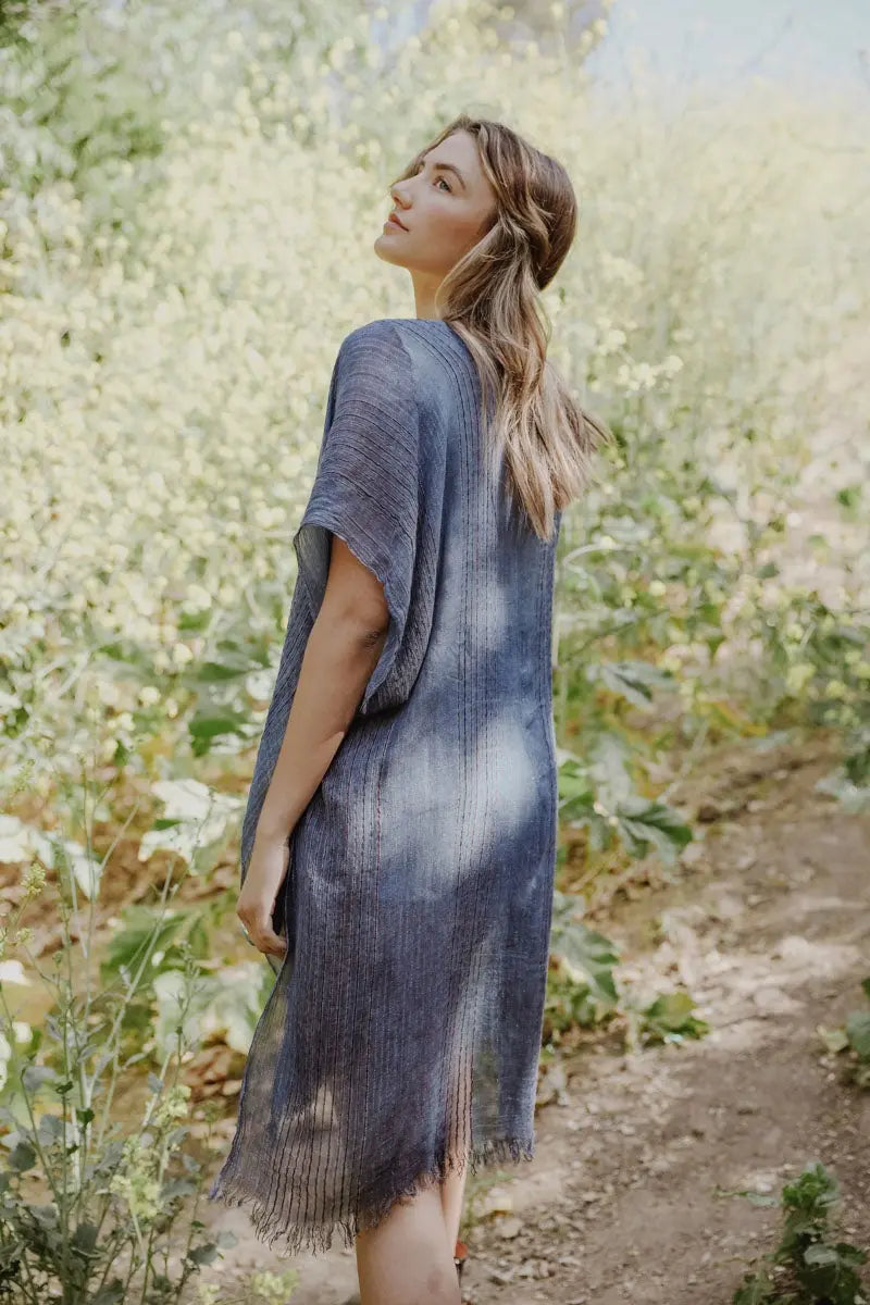 Pencil Stripe Lurex Trim Kimono - Boho Clothing and Accessories - Flyclothing LLC
