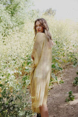 Pencil Stripe Lurex Trim Kimono - Boho Clothing and Accessories - Flyclothing LLC