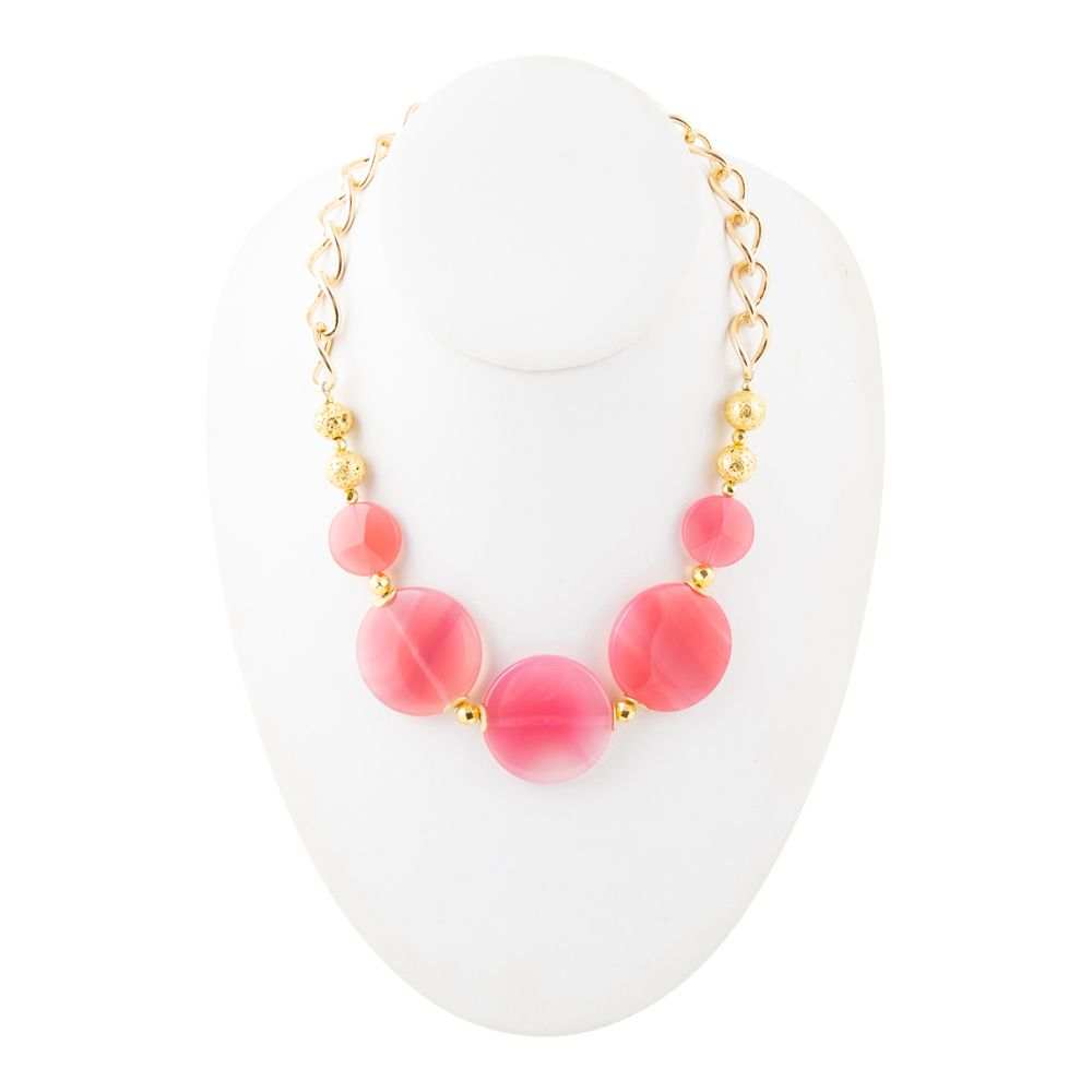 Peony Fuchsia Pink Agate Statement Necklace - Barse Jewelry - Flyclothing LLC