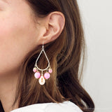 Peony Fuchsia Pink Jade Golden Drop Earrings - Barse Jewelry