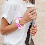 Peony Fuchsia Pink Jade Golden Stretch Bracelet Set - Barse Jewelry - Flyclothing LLC
