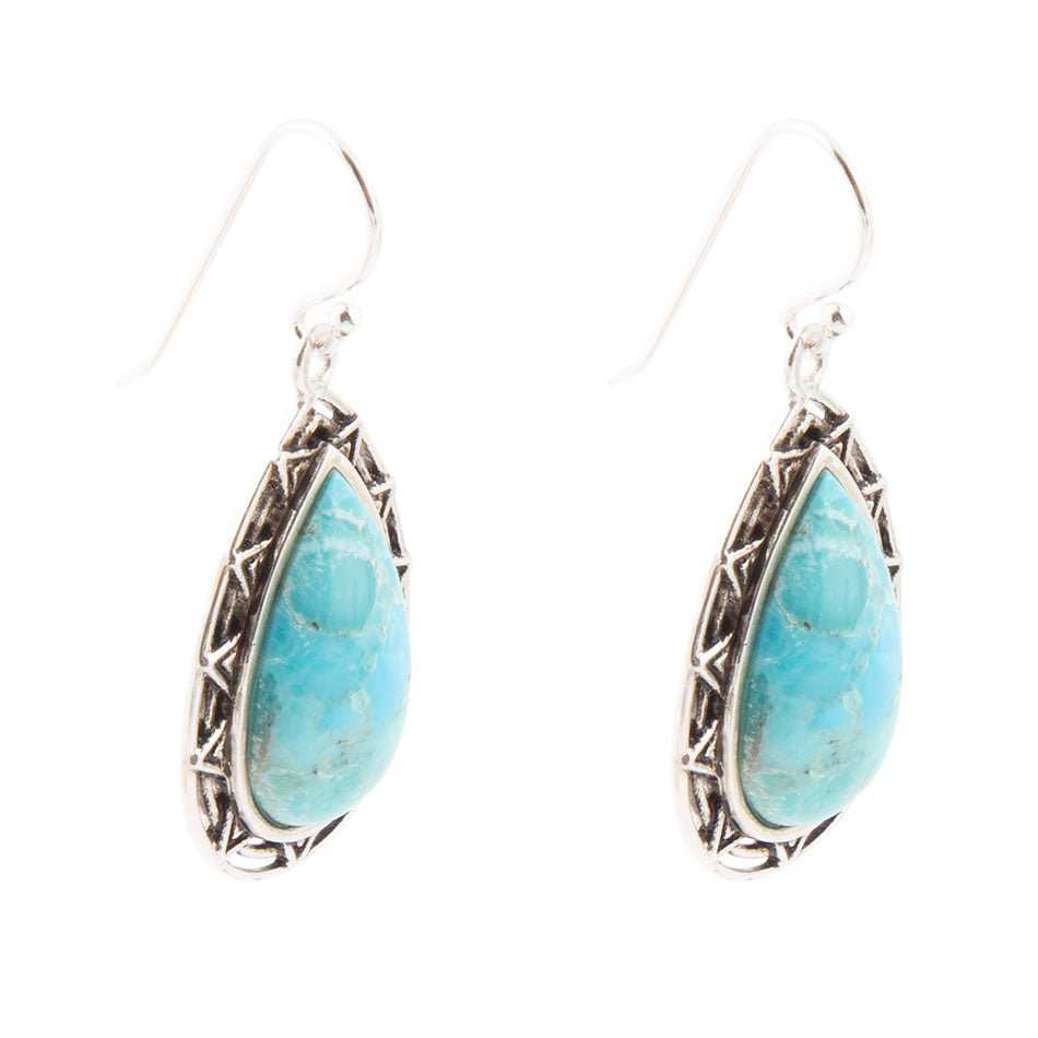 Perfect Blue Turquoise Sterling Silver Drop Earrings - Barse Jewelry - Flyclothing LLC