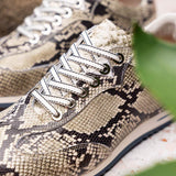 65-215-WHT PERI Python Embossed Italian Calfskin Sneakers Black / White - Zelli Italia - Flyclothing LLC