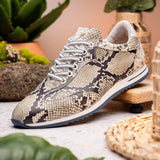 65-215-WHT PERI Python Embossed Italian Calfskin Sneakers Black / White - Zelli Italia - Flyclothing LLC