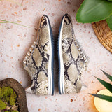 65-215-WHT PERI Python Embossed Italian Calfskin Sneakers Black / White - Zelli Italia - Flyclothing LLC
