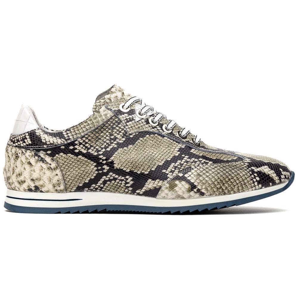 65-215-WHT PERI Python Embossed Italian Calfskin Sneakers Black / White - Zelli Italia - Flyclothing LLC