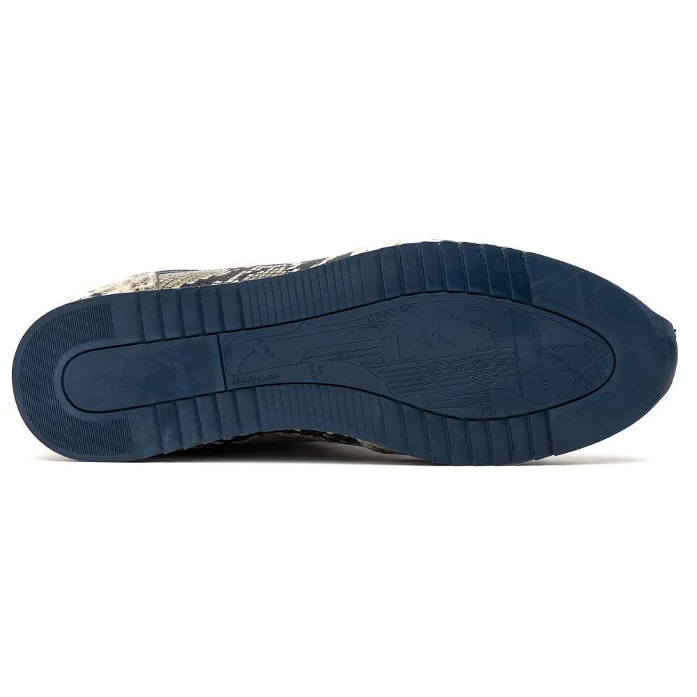 65-215-WHT PERI Python Embossed Italian Calfskin Sneakers Black / White - Zelli Italia - Flyclothing LLC