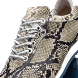 65-215-WHT PERI Python Embossed Italian Calfskin Sneakers Black / White - Zelli Italia - Flyclothing LLC