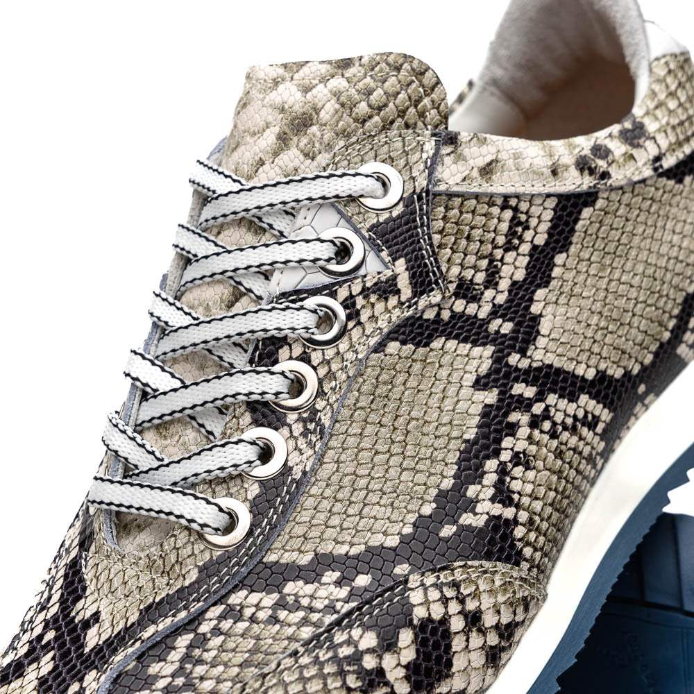 65-215-WHT PERI Python Embossed Italian Calfskin Sneakers Black / White - Zelli Italia - Flyclothing LLC