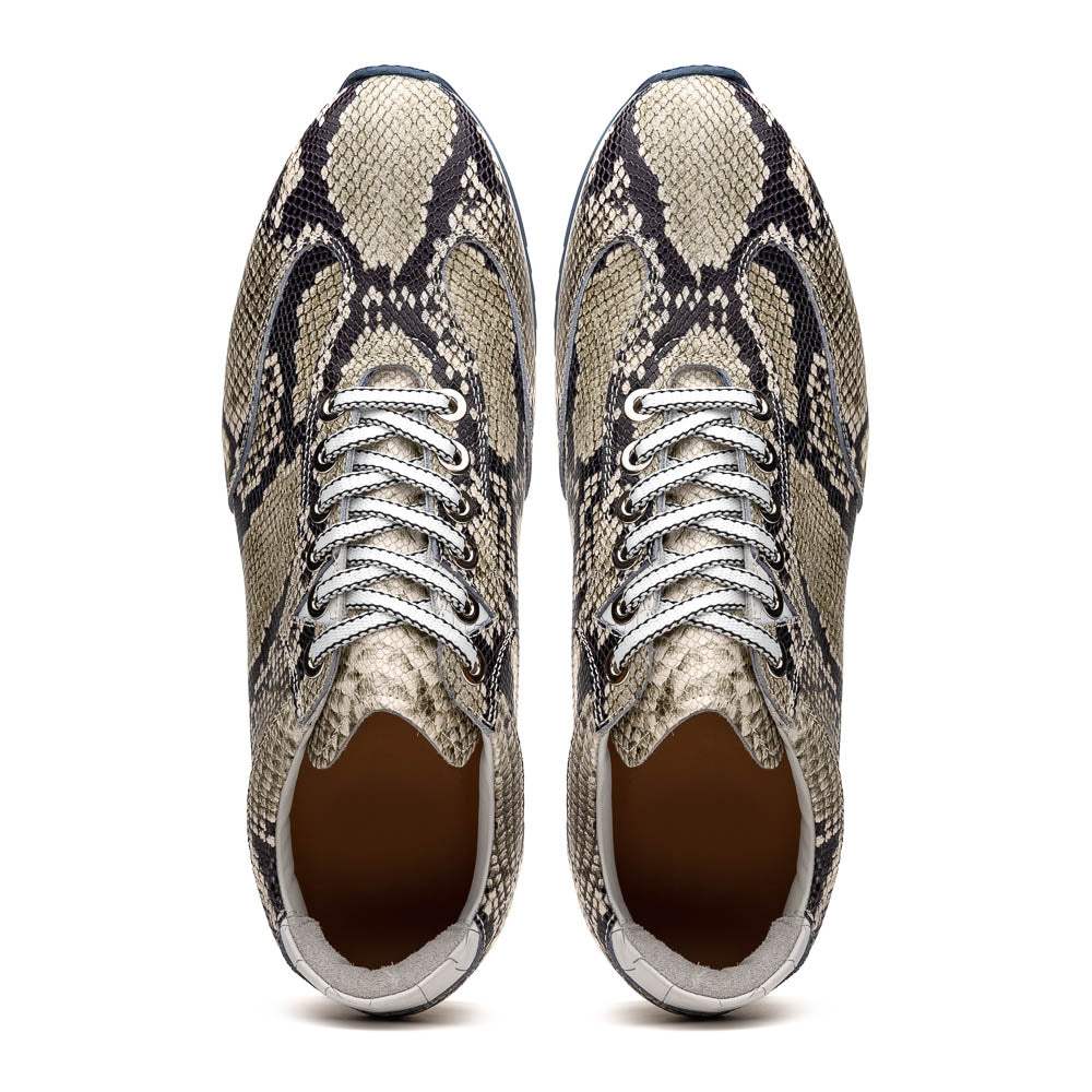 65-215-WHT PERI Python Embossed Italian Calfskin Sneakers Black / White - Zelli Italia - Flyclothing LLC