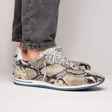 65-215-WHT PERI Python Embossed Italian Calfskin Sneakers Black / White - Zelli Italia - Flyclothing LLC