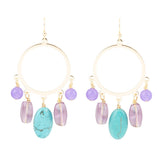 Purple Periwinkle Amethyst and Blue Magnesite Golden Chandelier Earrings - Barse Jewelry