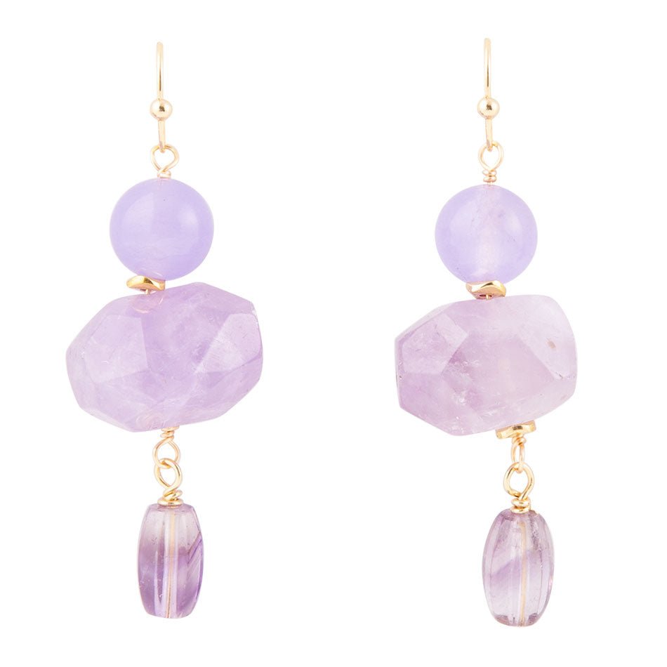 Purple Periwinkle Amethyst Golden Drop Earrings - Barse Jewelry