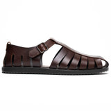 05-110-BRN PESCA Calfskin Strap-On Sandal, Brown - Zelli Italia - Flyclothing LLC