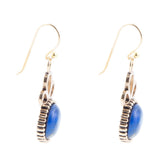 Petals of Blue Lapis Drop Golden Earrings