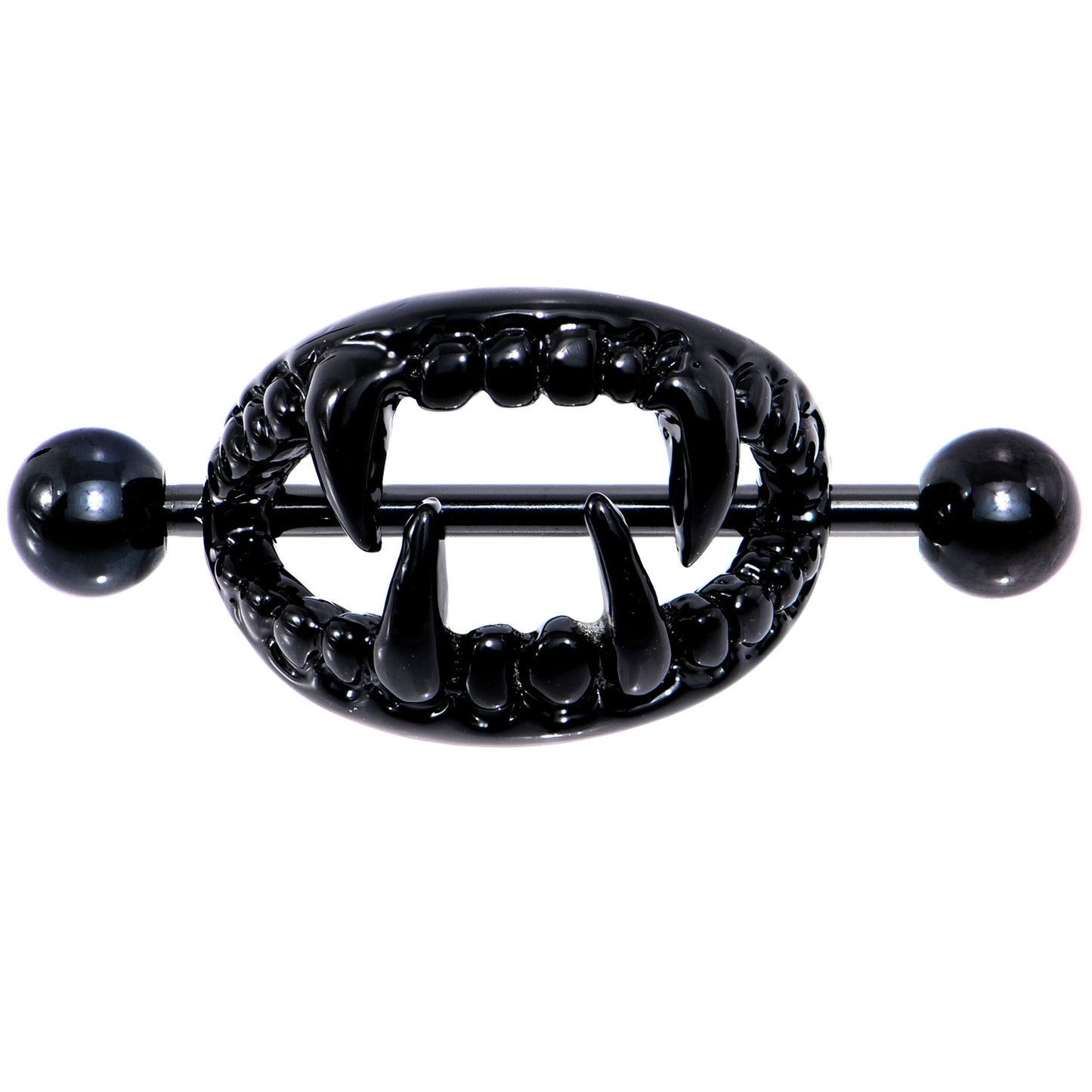 14G 5/8 Black Fearsome Fangs Nipple Shield Set - BodyCandy - Flyclothing LLC