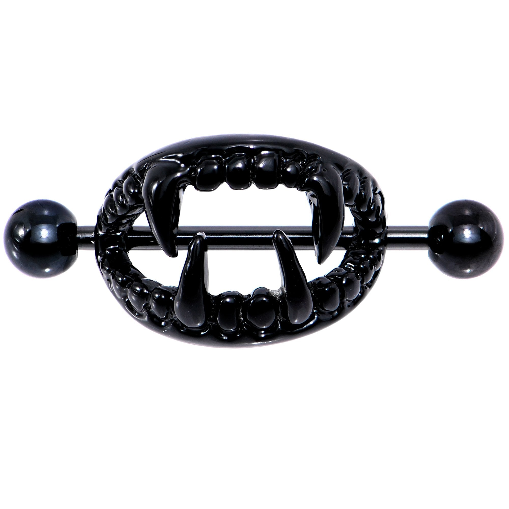 14G 5/8 Black Fearsome Fangs Nipple Shield Set - BodyCandy - Flyclothing LLC
