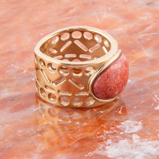 Pharoah Orange Sponge Coral and Golden Bronze Ring - Barse Jewelry - Flyclothing LLC