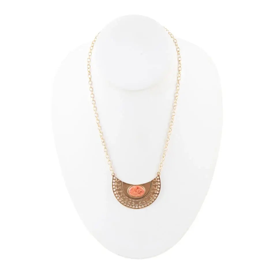 Pharoah Orange Sponge Coral Pendant and Golden Bronze Necklace - Barse Jewelry - Flyclothing LLC
