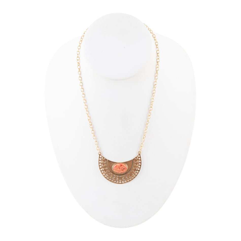 Pharoah Orange Sponge Coral Pendant and Golden Bronze Necklace - Barse Jewelry - Flyclothing LLC