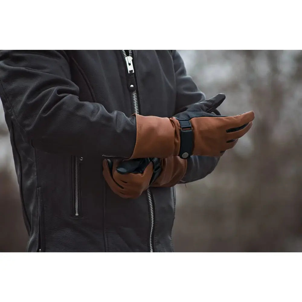 Phenom Men's Motorcycle Leather Gauntlet Whiskey - First Manufacturing Company - Flyclothing LLC