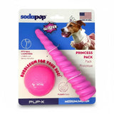 Princess Pack 2-Pack Dog Toy | Pink Glitter Ball + Unicorn Horn Chew Toy | USA Made - SodaPup/True Dogs, LLC - Flyclothing LLC