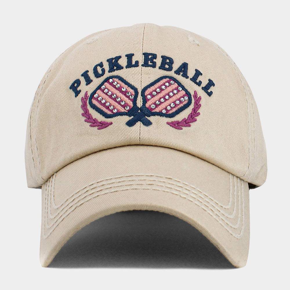 PICKLEBALL Double Paddle Embroidered Vintage Baseball Cap - Madeline Love - Flyclothing LLC