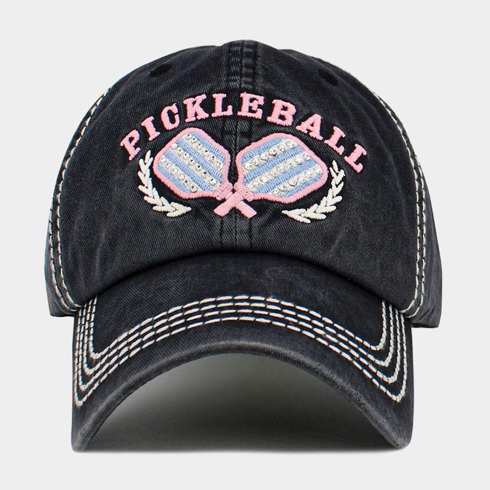 PICKLEBALL Double Paddle Embroidered Vintage Baseball Cap - Madeline Love - Flyclothing LLC