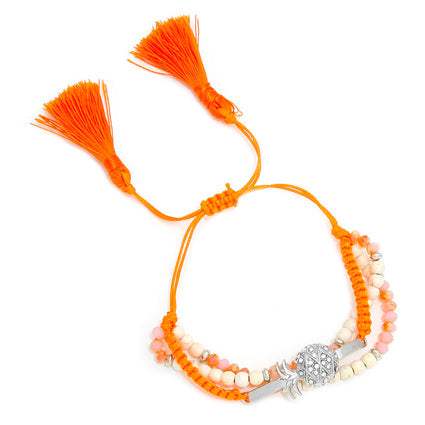Pineapple Charm Double Tassel Cinch Bracelet - Madeline Love - Flyclothing LLC