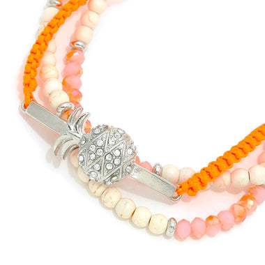 Pineapple Charm Double Tassel Cinch Bracelet - Madeline Love - Flyclothing LLC