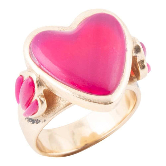 Pink Agate Heart Golden Statement Ring - Barse Jewelry - Flyclothing LLC