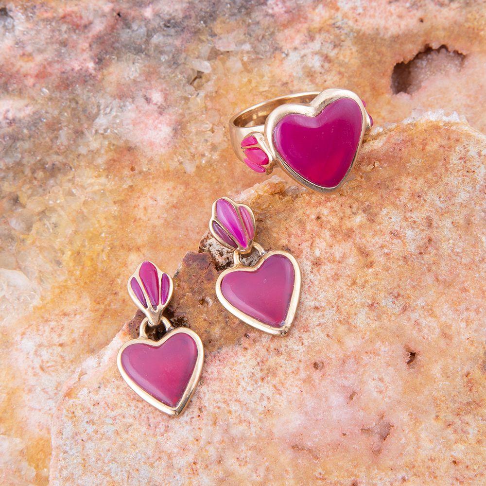 Pink Agate Heart Golden Statement Ring - Barse Jewelry - Flyclothing LLC