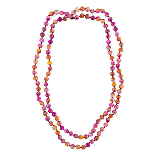 Pink Agate Knotted Long Necklace - Barse Jewelry - Flyclothing LLC