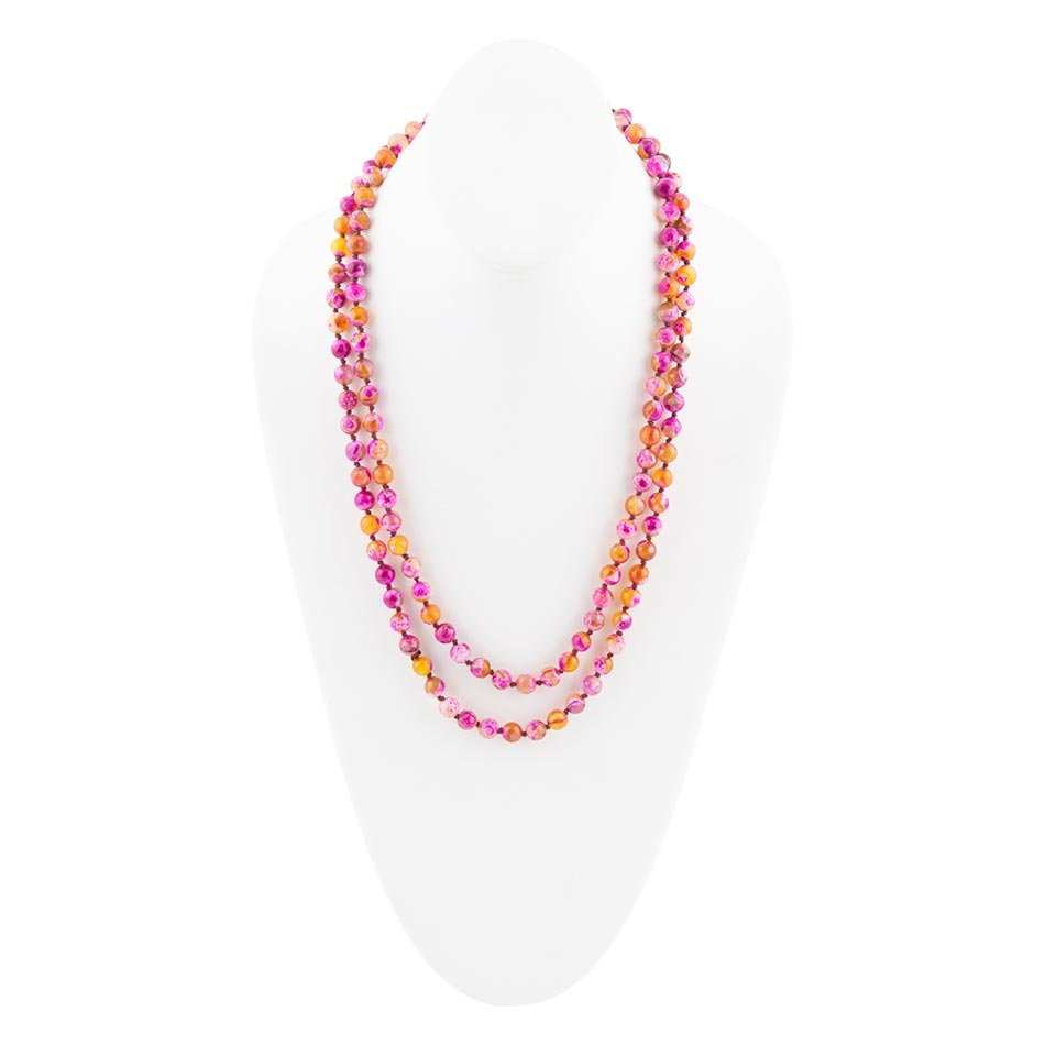 Pink Agate Knotted Long Necklace - Barse Jewelry - Flyclothing LLC