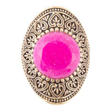Pink Agate Punch Golden Statement Ring - Barse Jewelry