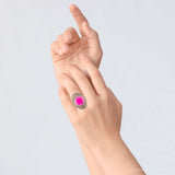 Pink Agate Punch Golden Statement Ring - Barse Jewelry - Flyclothing LLC