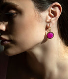 Pink Agate Punch Golden Drop Earrings - Barse Jewelry