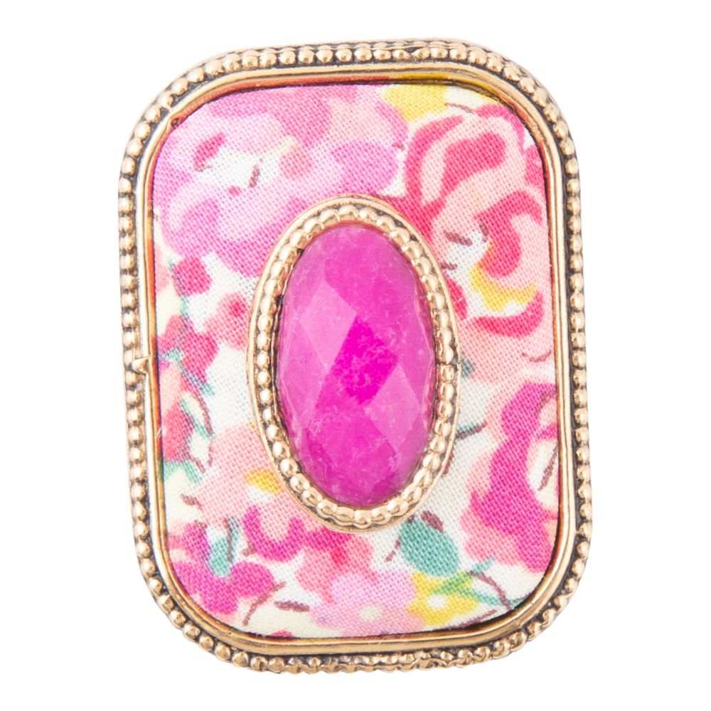 Pink Agate Stacked Stone Floral Golden Statement Ring - Barse Jewelry - Flyclothing LLC