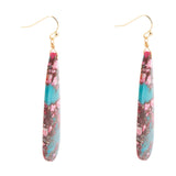 Pink and Blue Jasper Matrix Slab Golden Earrings - Barse Jewelry