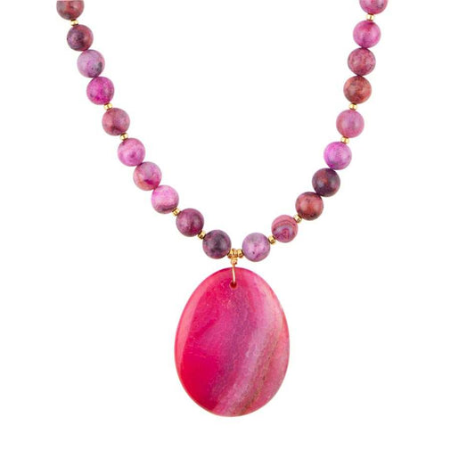 Pink Magenta Dreams Agate Slab Pendant Necklace - Barse Jewelry - Flyclothing LLC